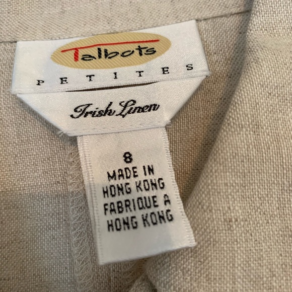 Talbots linen long sleeve blouse. Tan, petite size 8 - Picture 3 of 5